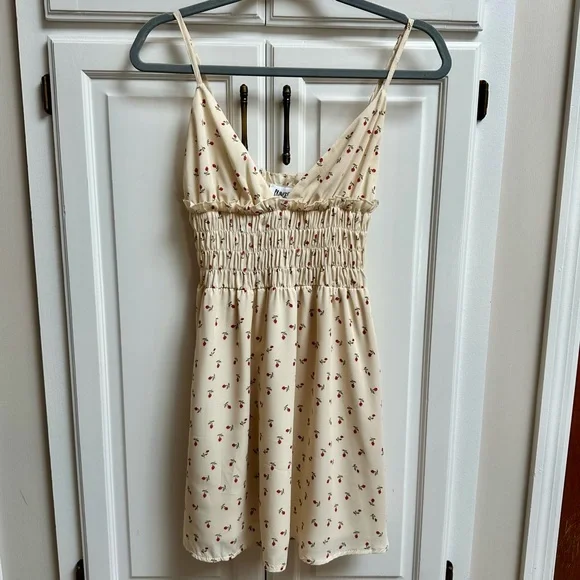 NWT Princess Polly Roza Mini Dress in Beige with Red Floral Print Size 4 - Picture 2 of 15
